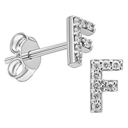 Ediz Dereli Pırlanta - 0,10 Karat Alphabet Collection F harfi Küpe