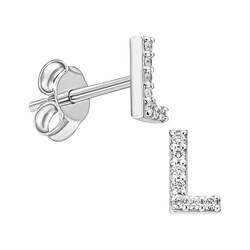 Ediz Dereli Pırlanta - 0,10 Karat Alphabet Collection L harfi Küpe