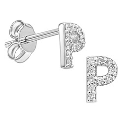 Ediz Dereli Pırlanta - 0,12 Karat Alphabet Collection P harfi Küpe