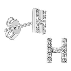Ediz Dereli Pırlanta - 0,15 Karat Alphabet Collection H harfi Küpe