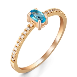 0,34 Karat Blue Topaz Yüzük - Thumbnail