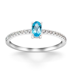 0,41 Karat Pırlantalı Blue Topaz Yüzük - Thumbnail