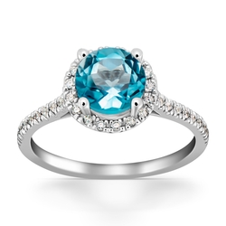 1,94 Karat Pırlantalı Blue Topaz Yüzük - Thumbnail