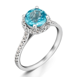 1,94 Karat Pırlantalı Blue Topaz Yüzük - Thumbnail