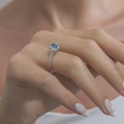 1,94 Karat Pırlantalı Blue Topaz Yüzük - Thumbnail